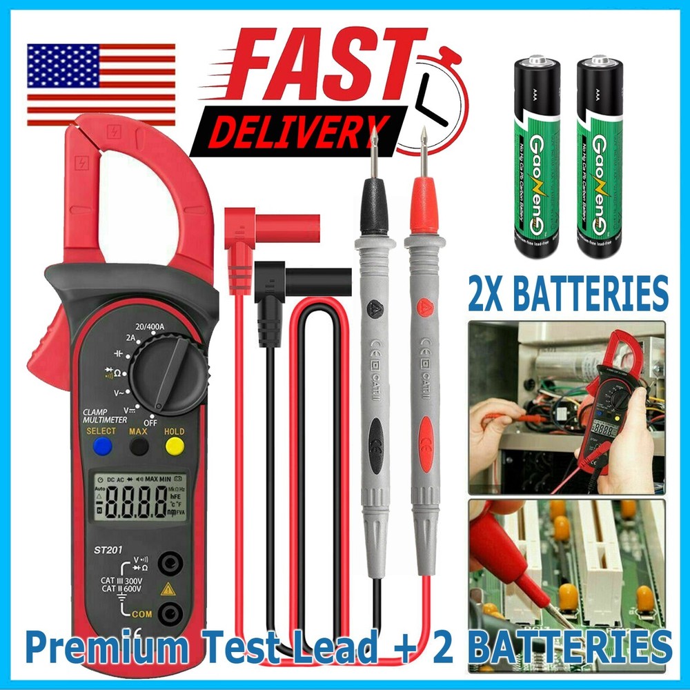 Digital Multimeter Tester AC DC Volt Ohm Amp Clamp Meter Auto Range Handheld T