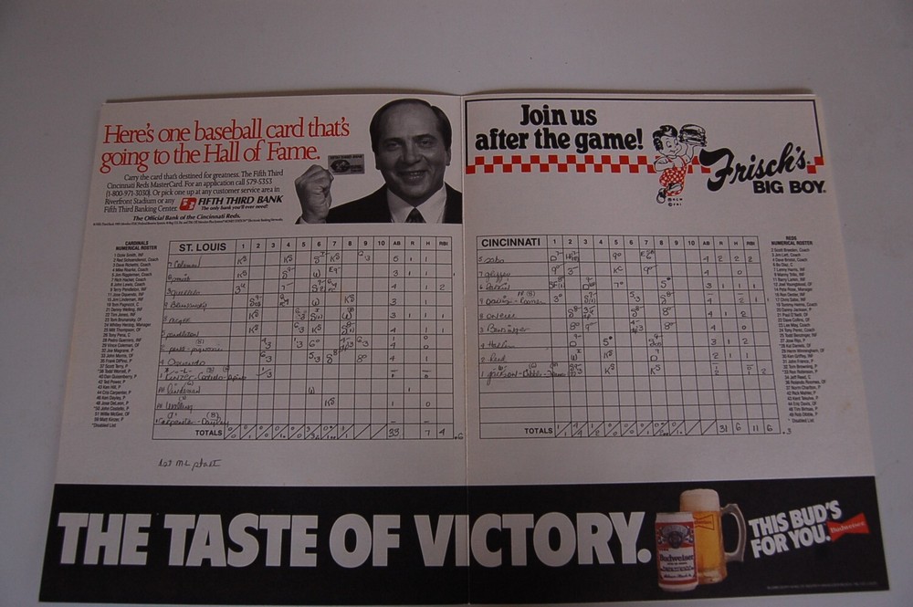 1989 Cincinnati Reds - St. Louis Cardinals Baseball Program + Ticket