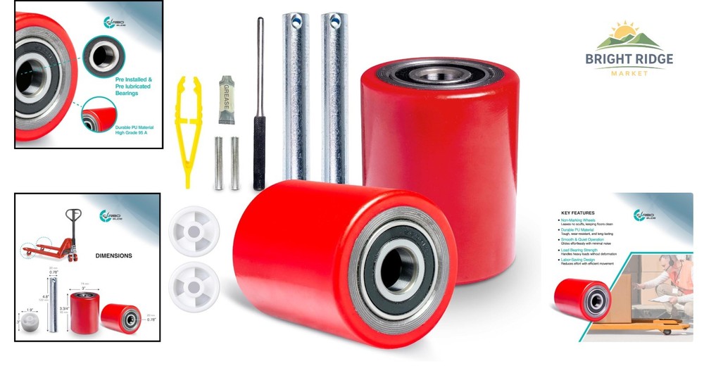 Durable Replacement Wheels for Pallet Jack with Heavy-Duty Polyurethane Design