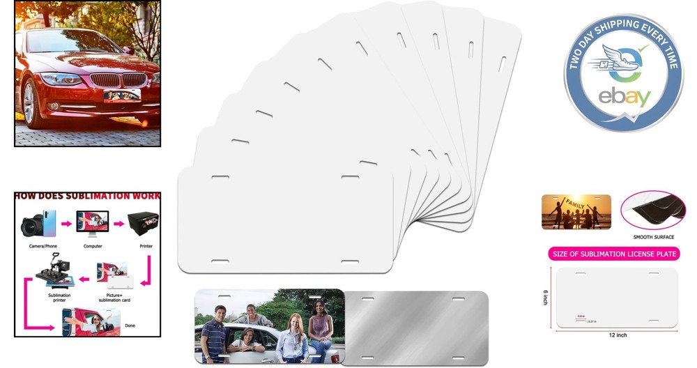 Durable Sublimation License Plate Blanks, 10-Pack for Easy DIY Customization
