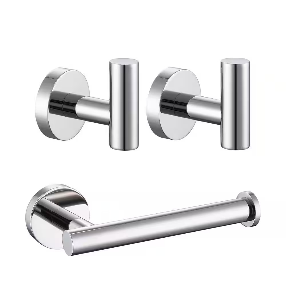 3 -Piece Bath Hardware Set with Mounting Hardware in Polished Chrome