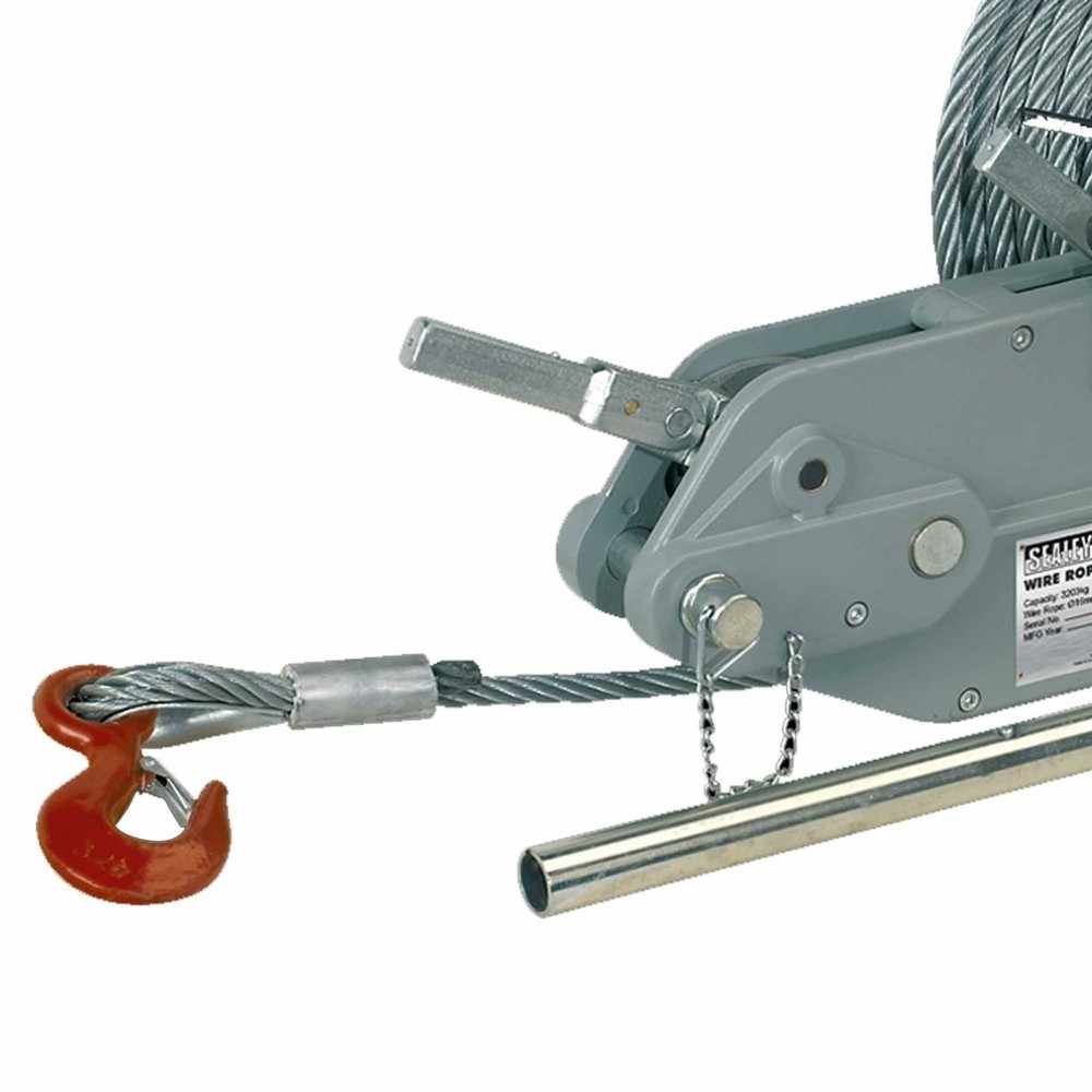 Sealey Wire Rope Puller 3200kg Max Line Force Extra Control Heavy-Duty Hook