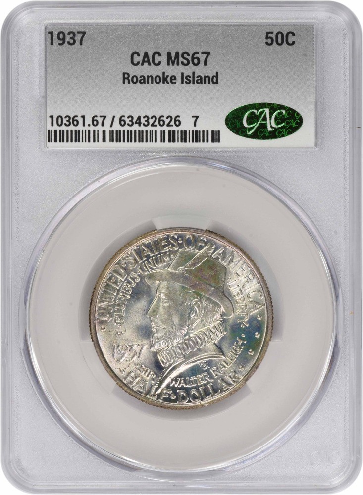 Roanoke Commemorative Silver Half Dollar 1937 MS67 CACG