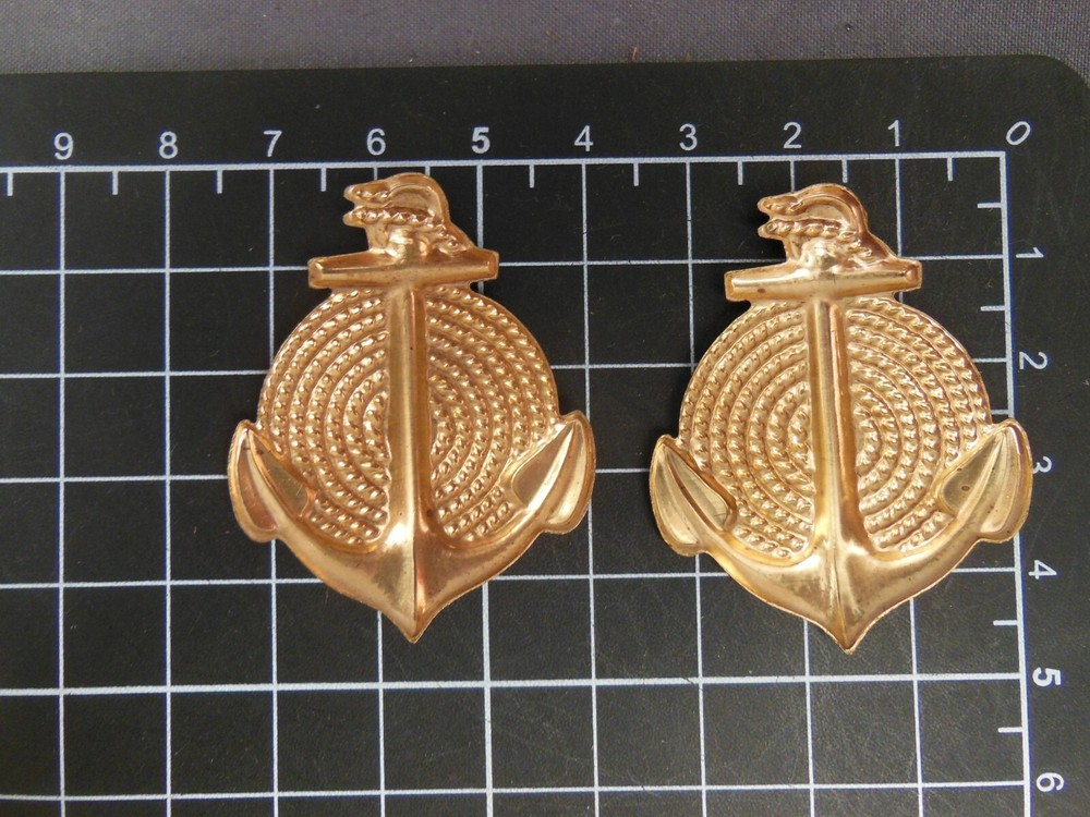 Brass Anchor & Rope Large (x2) stamping (osb179)