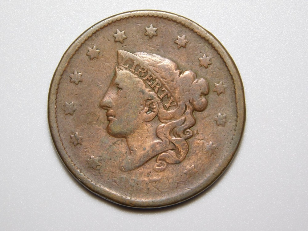 US COINS 1837 CORONET HEAD LARGE CENT