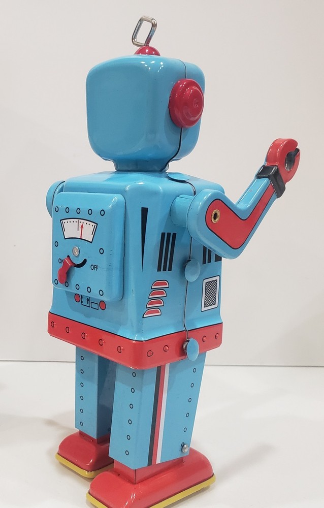 Robot 5 Blue Robot Windup Tin Toy