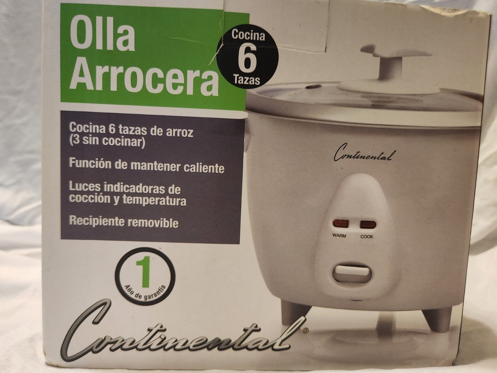 Continental Electric Rice Cooker 6 Cup White Removable Bowl Keep Warm Function