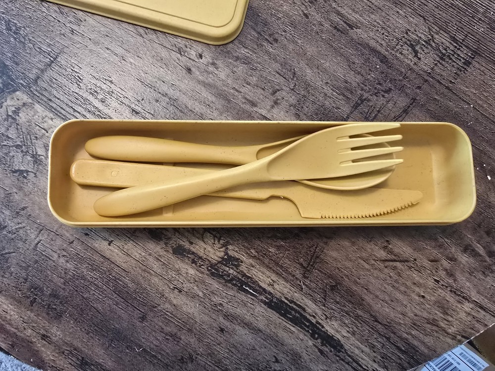 Large Reusable Utensil Set Case Portable Plastic Spoon, Fork, & Knife