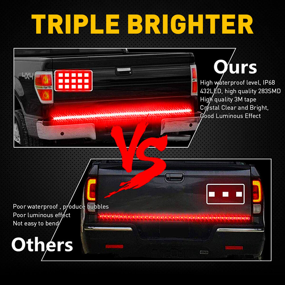 48" Inch Truck Tailgate Strip LED Sequential Brake Signal Reverse Tail Light Bar
