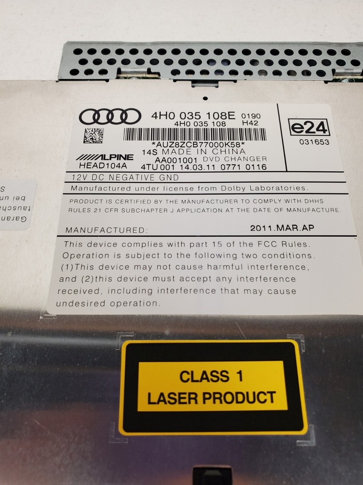 2012-2018 AUDI A8L D4 AUDIO CD DVD PLAYER CHANGER CONTROL MODULE OEM
