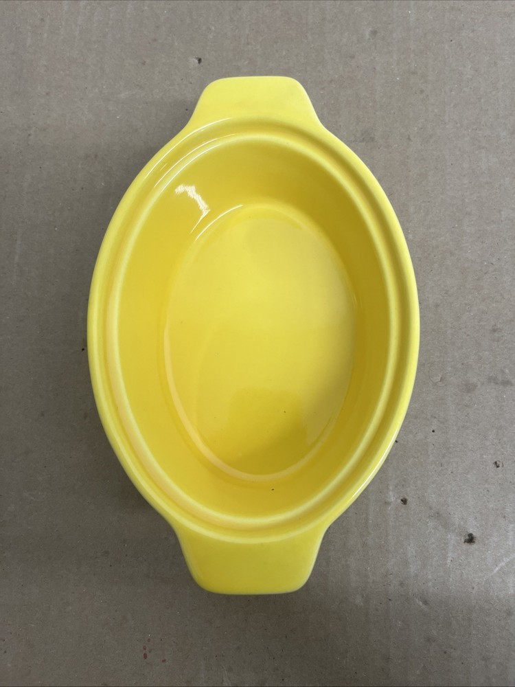 Mini Yellow Crock/Pot. Glass Lid, Stoneware