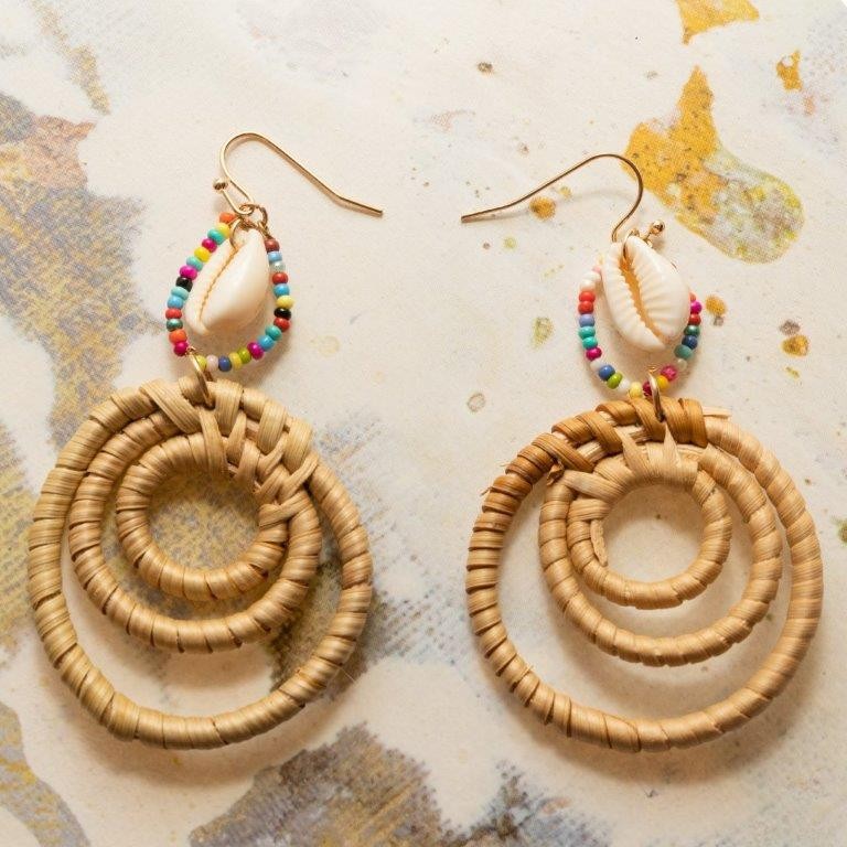 Wood Shell Drop Earrings