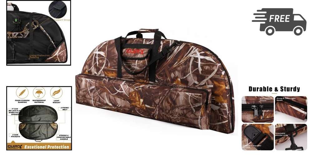 Compound Bow Case Soft Light-Weight Backpack Camo Canvas with Arrow Pocket