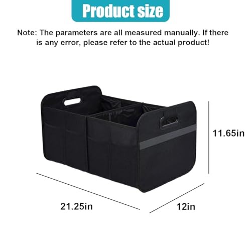 Car Trunk Organizer, Collapsible Multi-Compartment Auto Storage Box with Black