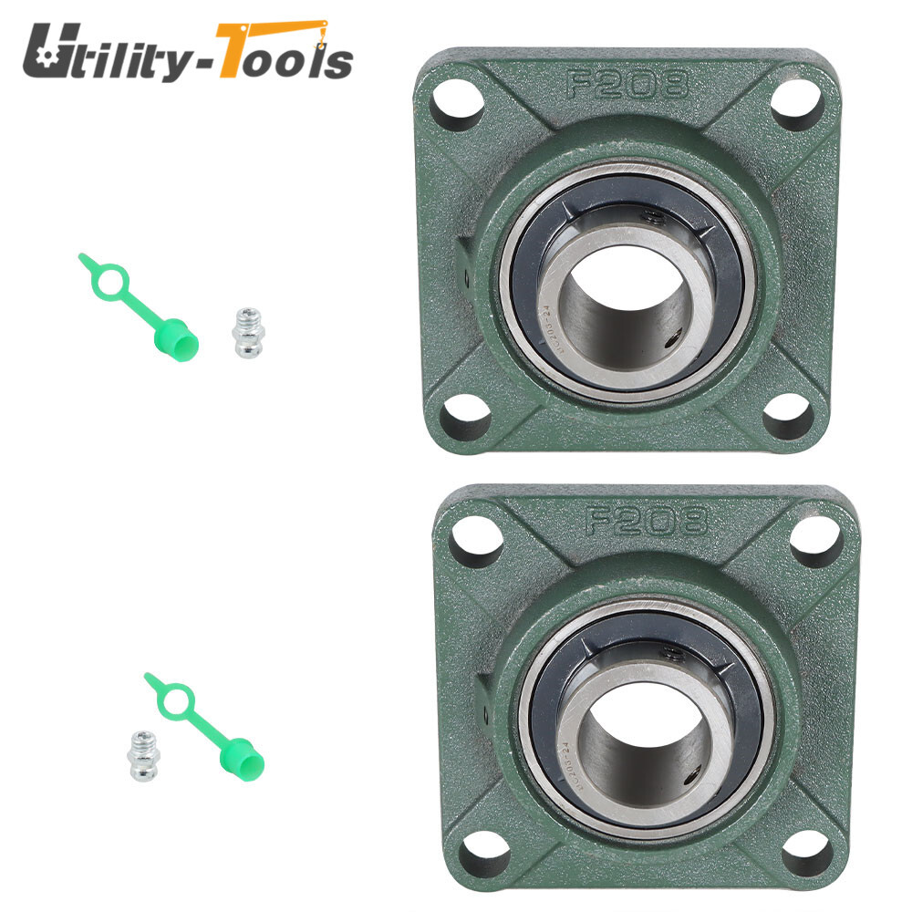 2 Pack UCF208-24 Pillow Block Flange Bearing 1.5" Bore 4 Bolt Solid Base New