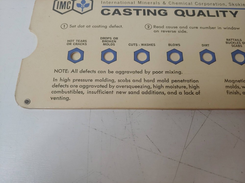IMC Casting Quality Analyzer Slide Rule