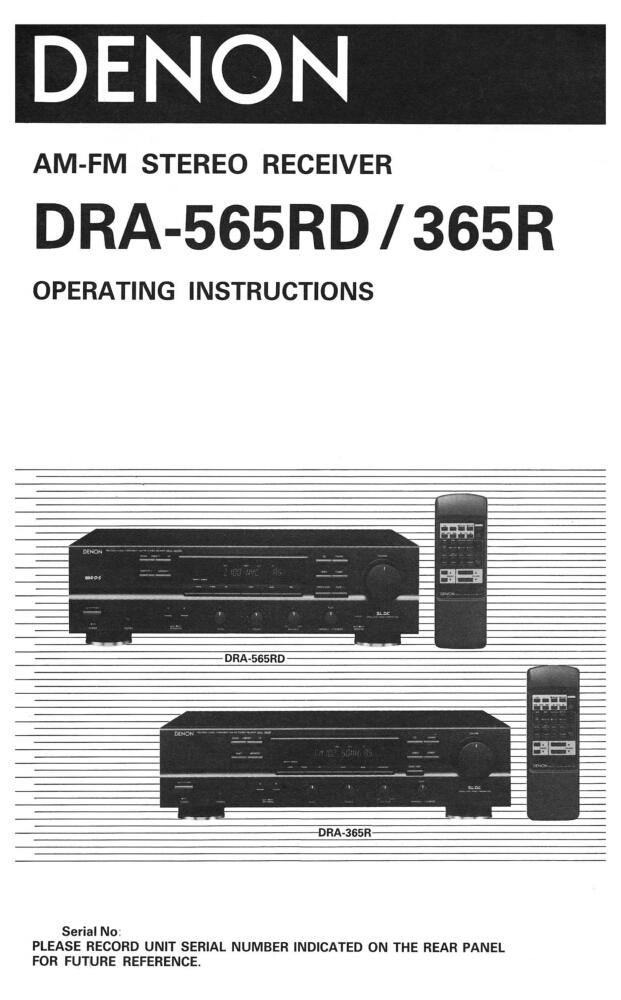 Denon DRA-565RD Receiver Owners Manual