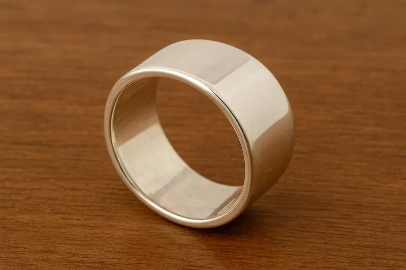 Handmade Sterling Silver Wide Band Ring, Smooth Thick Statement Ring, All Size