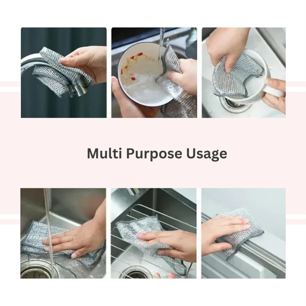 Non Scratch Wire Dishwashing Rag, 8 Pack Double Layer Reusable Wire Dishcloth...