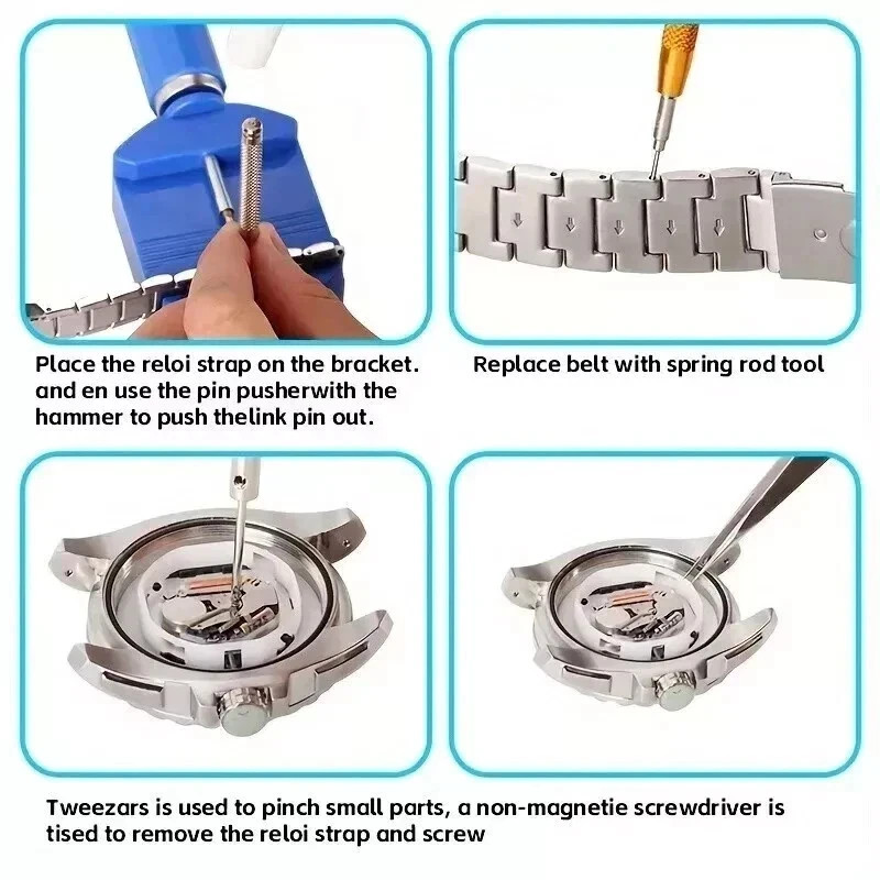 147PCS Watch Repair Tool Kit Back Case Opener Remover Spring Pin Bars Watchmaker