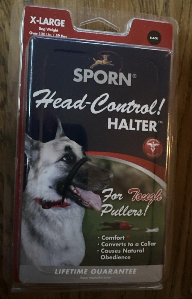Sporn Adjustable Head Control Halter Tough Pulling Dog Collar Training XL Black