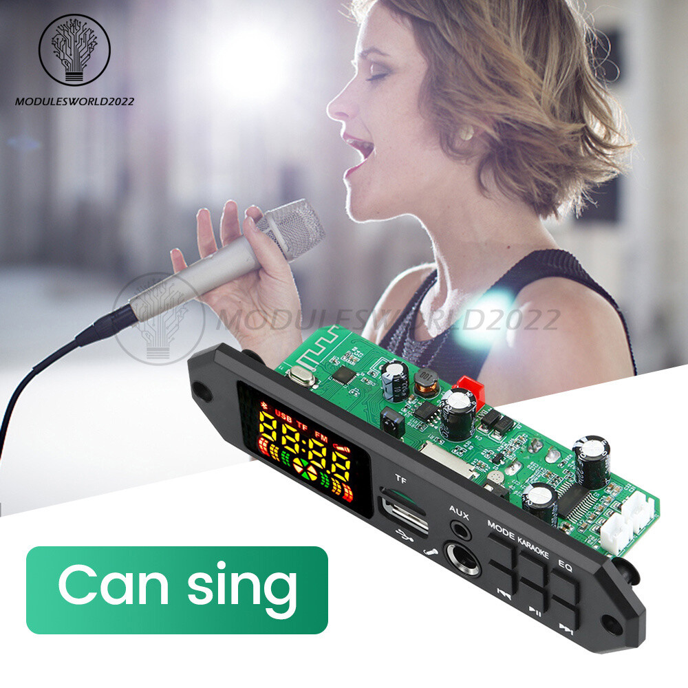 DIY MP3 Decoder Board 2*40W DC7-24V Car MP3 Player Microphone FM Radio Module