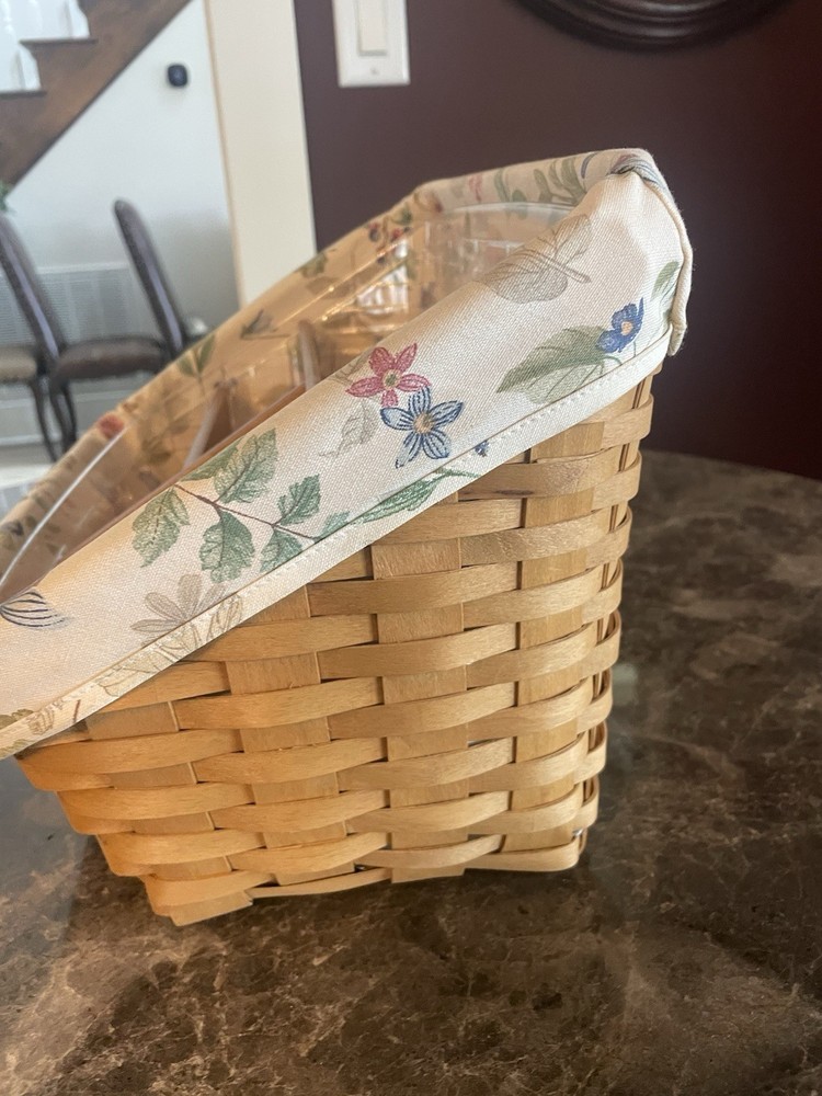 Longaberger Large Desktop 2002 Basket & Botanical Fields Liner & Protector