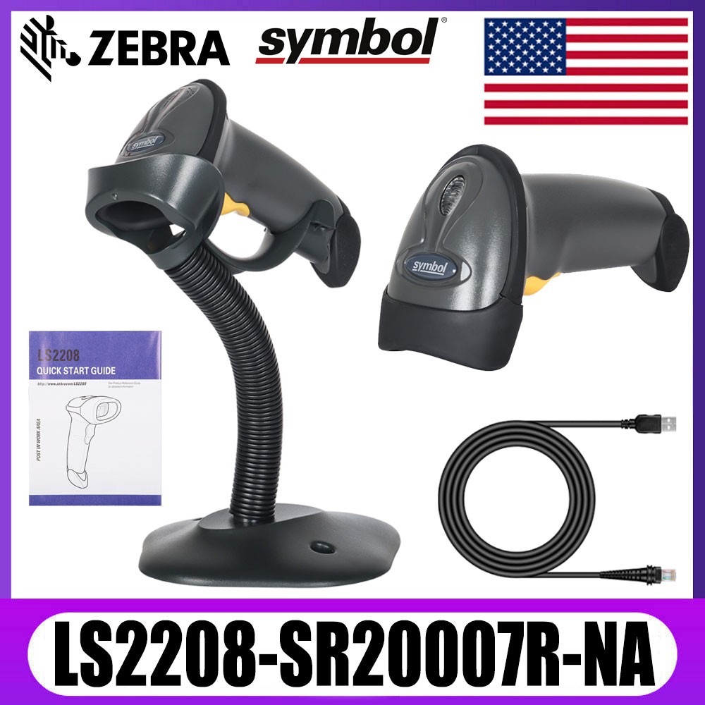 Symbol Zebra LS2208-SR20007R-NA Handheld Barcode Scanner Reader Kit W/ USB Cable