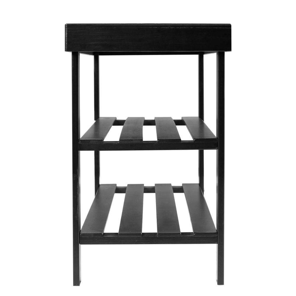 3-Tier Seamless Top Bamboo Shoe Rack Black
