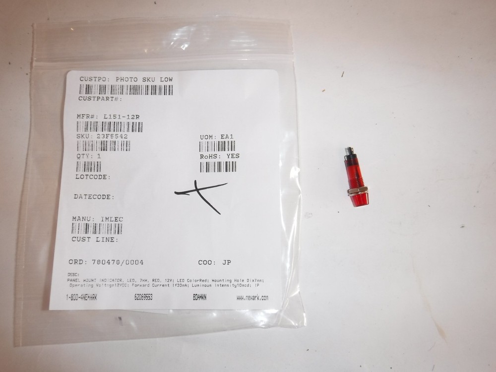 IMLEC L151-12R LED Panel Mount Indicator, Red, 7 mm (T)
