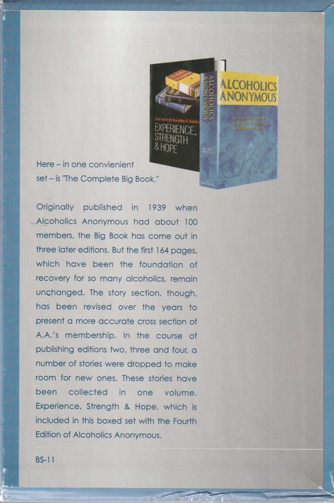 Alcoholics Anonymous BS-11 Boxed Set AA BB, Experience Strength Hope, Brief Hist