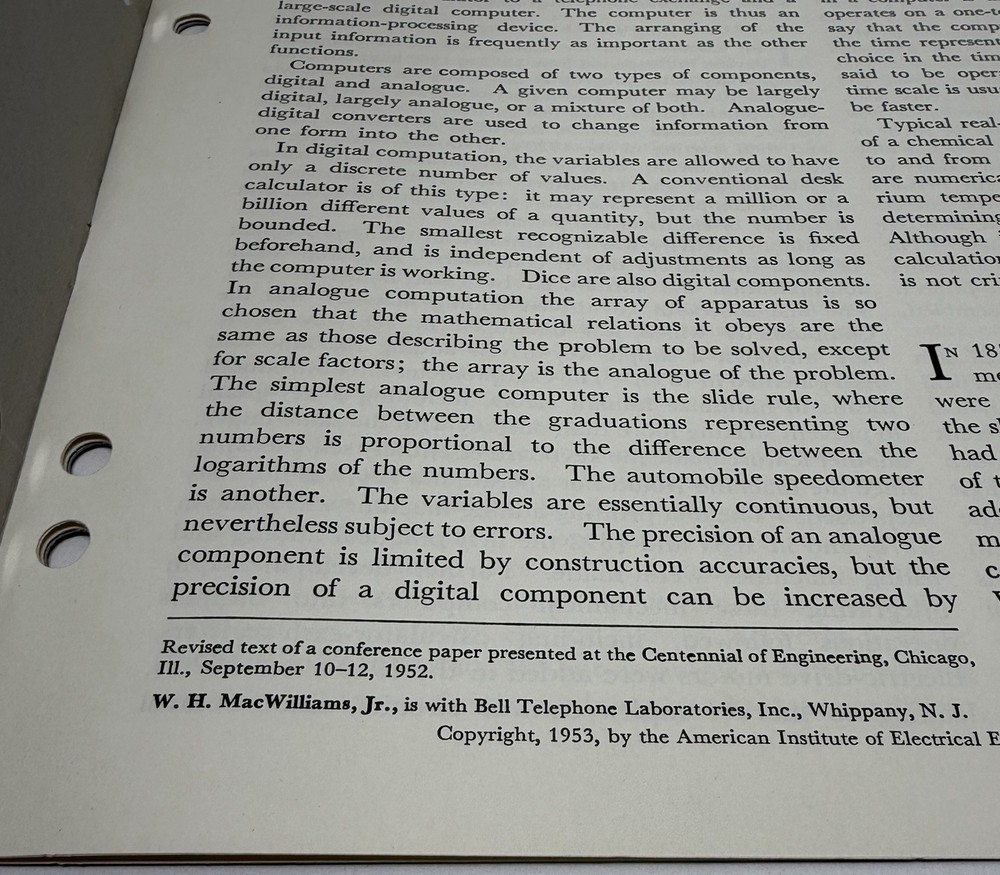 Bell Telephone System Technical Publication Computers 1953 Booklet History