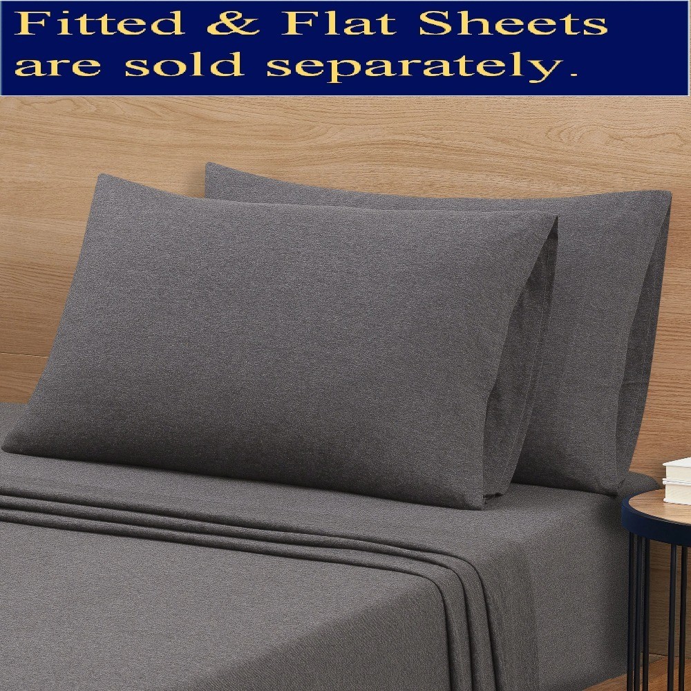 Extra Soft Jersey Pillowcase Set Standard Queen Size Charcoal Grey 2 Piece