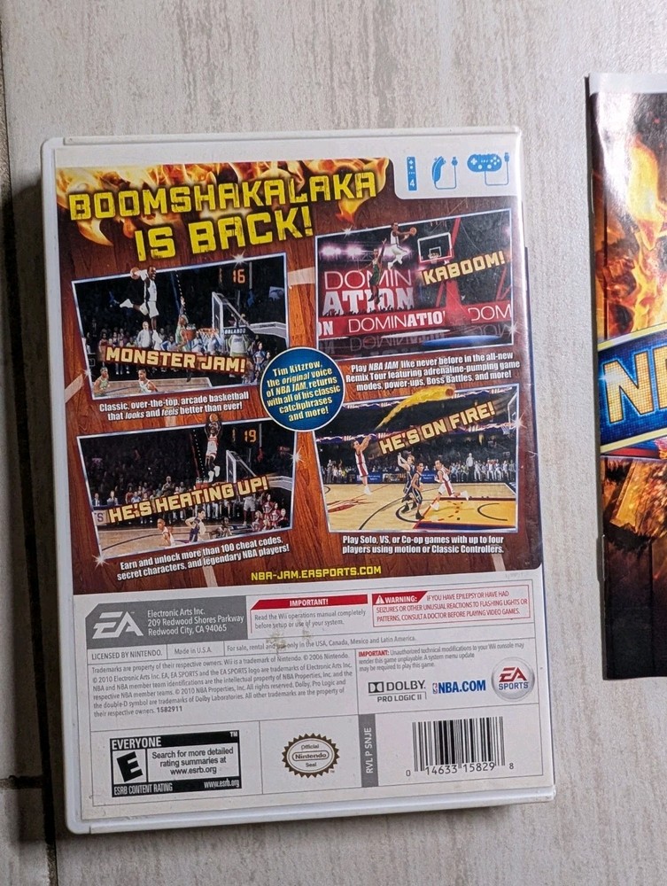 NO GAME NBA Jam Nintendo Wii Case Manual