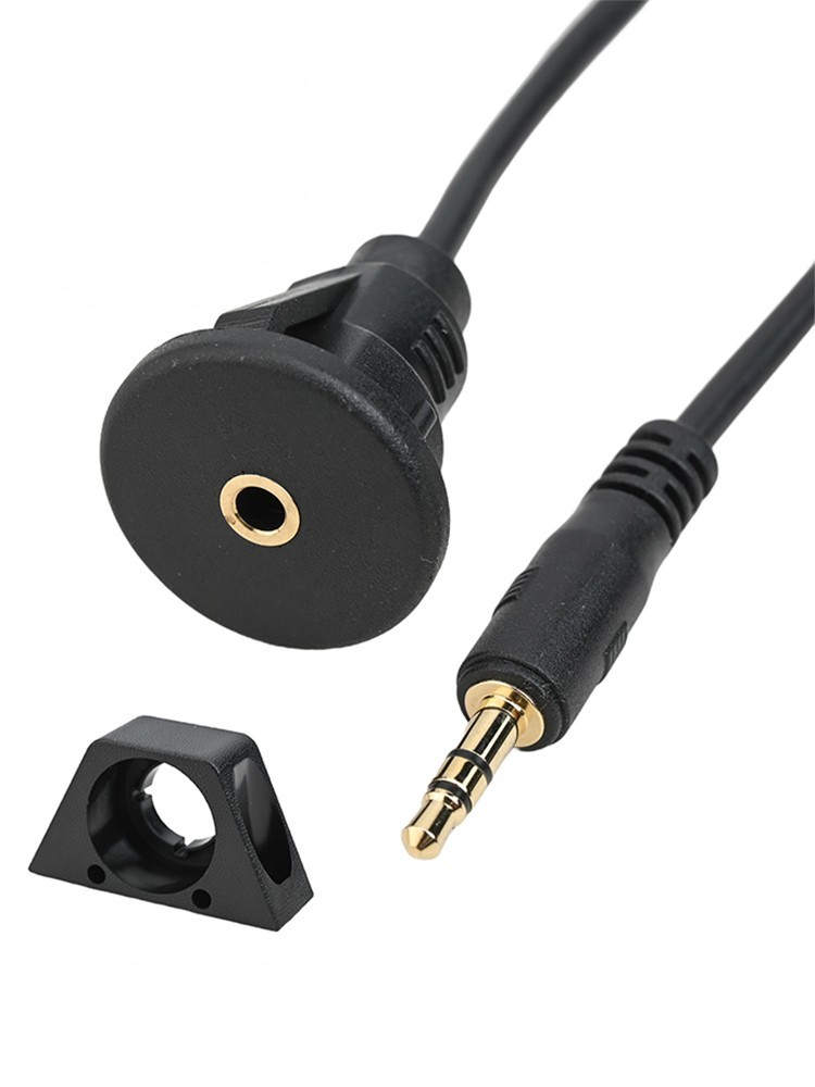 3.5mm Car Dashboard Panel Flush Mount Cable AUX Audio Waterproof Extension Cable