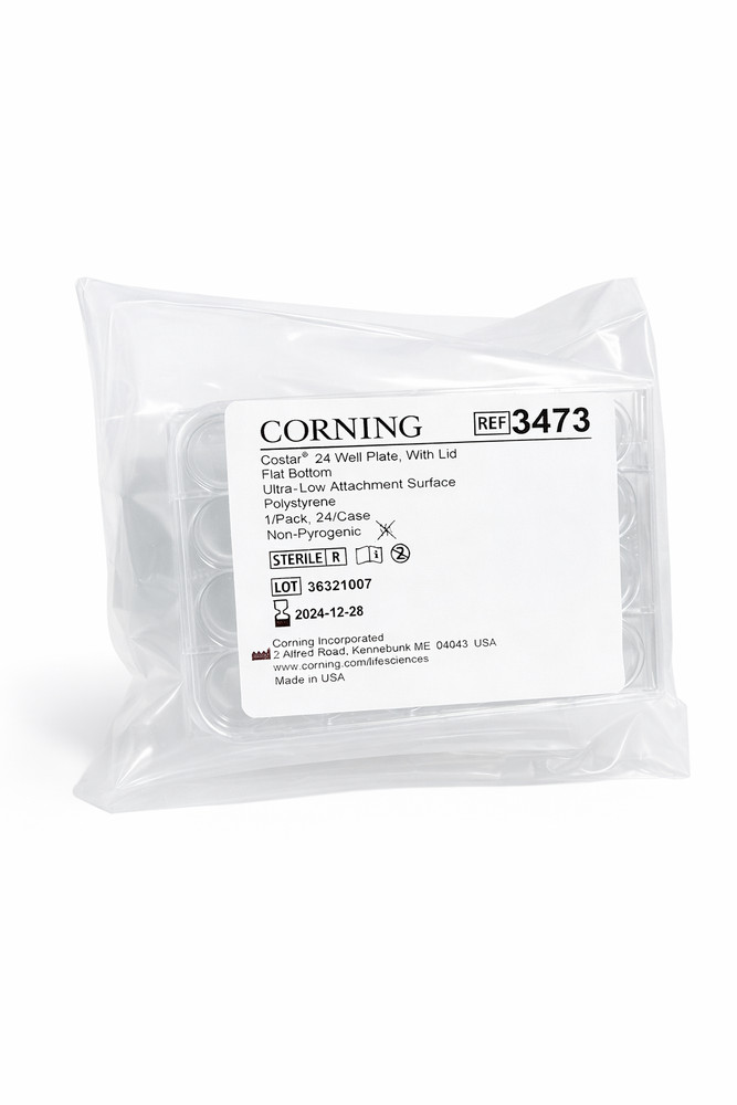 Corning Costar 3473 24 Well Plate Flat Bottom Ultra Low Attachment w/ Lid -case