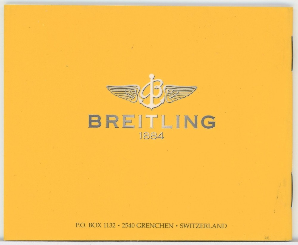 Breitling Yellow Quartz II Instruction Booklet Manual