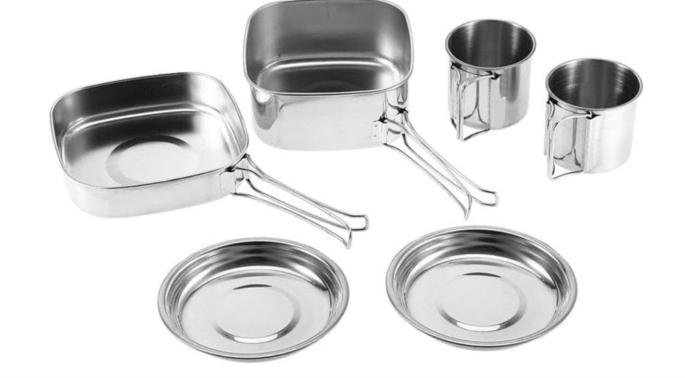 6-piece Stainless Steel Standard Camping Cookware