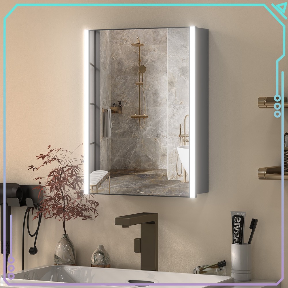 Modern LED Illuminated Mirror Cabinet with Lights, Switch, for Bathroom