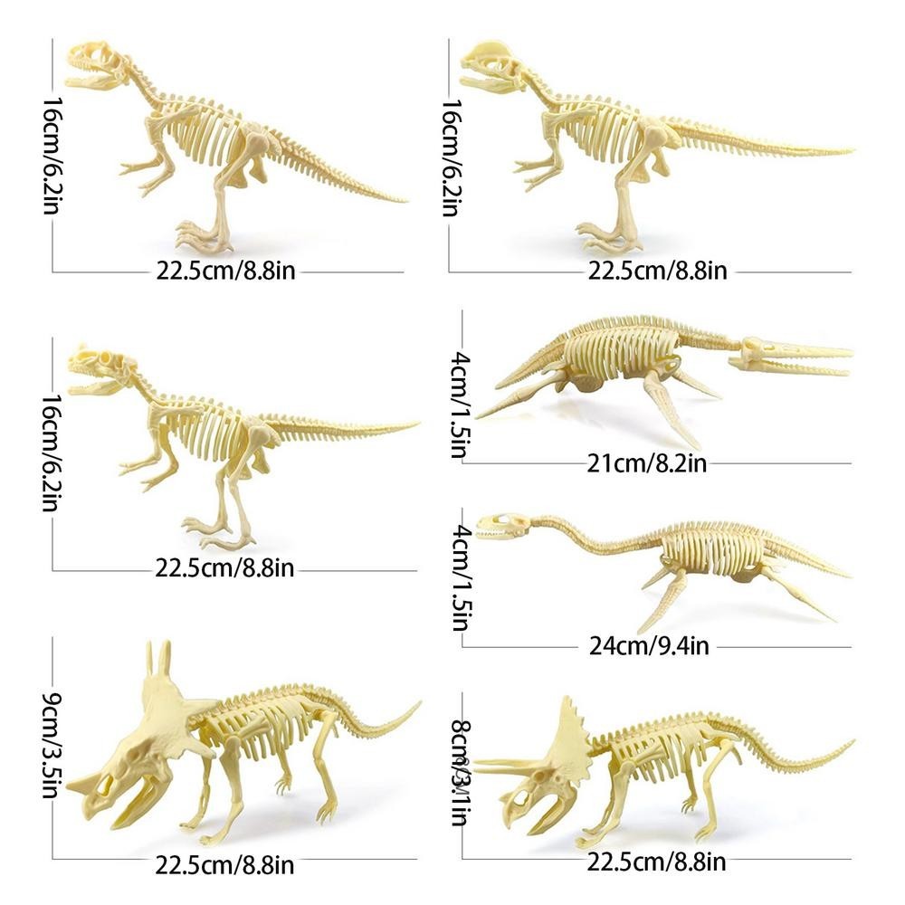 7 pcs/set Simulated Dinosaur Fossil Plastic Skeleton