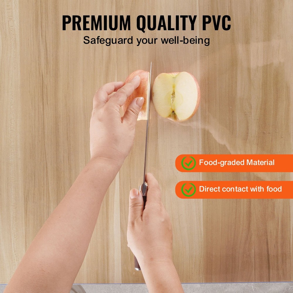 Plastic Table Cover, 42 x 60 Inch 2.0 mm Thick Clear Table Protector, Rectangle