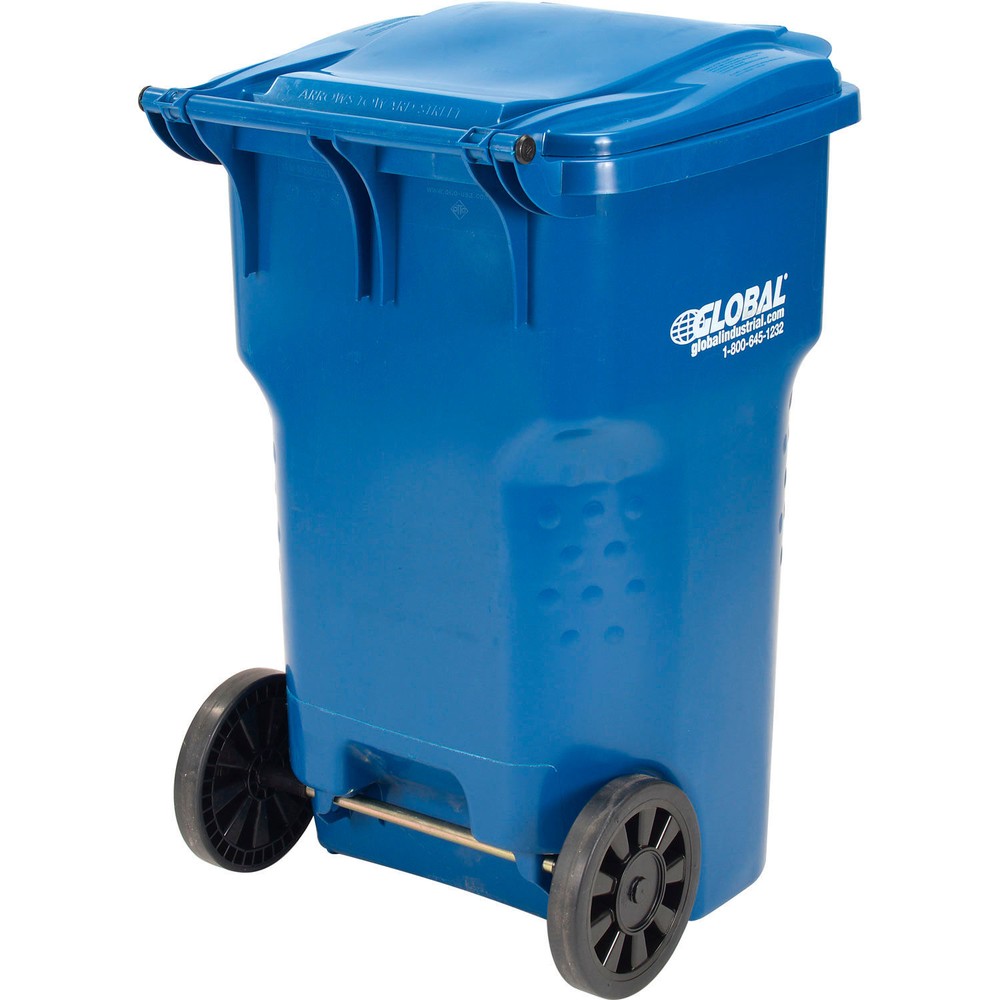 Global Industrial Mobile Heavy Duty Trash Container 65 Gallon Blue