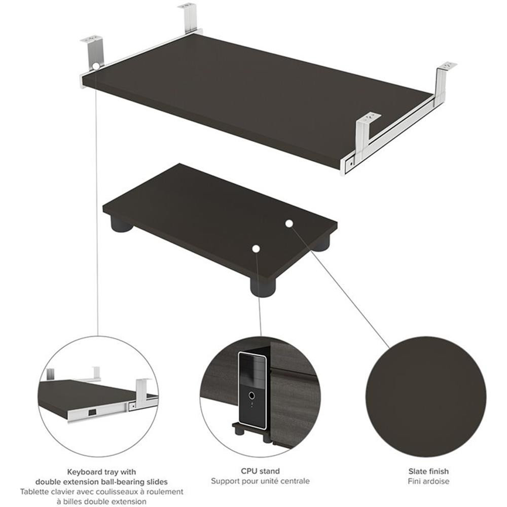 Bestar Prestige Plus Keyboard Shelf and CPU Platform in Slate