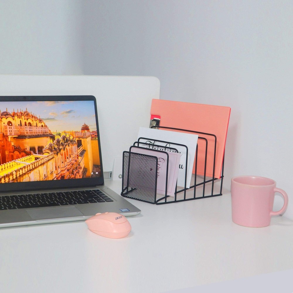 2 Pack Multi Step File Organizer Incline Desktop File Sorter Metal Wire Mesh ...