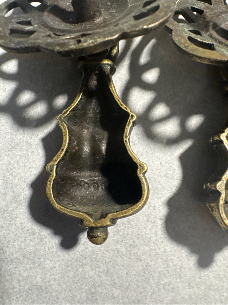 Vintage Drawer Pulls With Number On Back. Set Of 2.