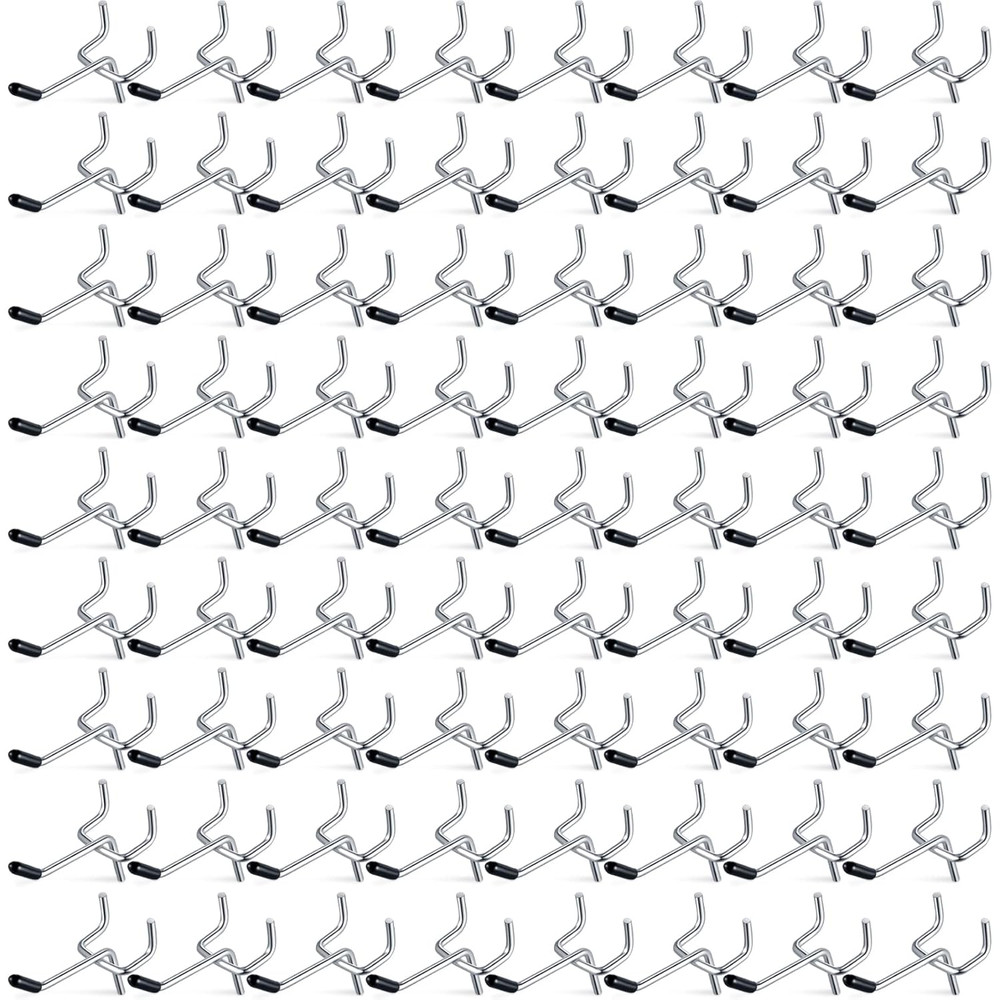 100 Pcs Pegboard Hooks Peg Board Organizer Accessories Holders Hanging Stainless