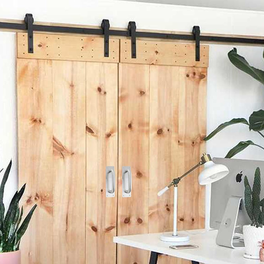 Door Pull Handle with Plate Stainess Steel Heavy Duty Barn Door Handle Push Pull