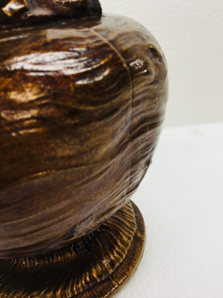 Antique Vase Freshwater Fish & Cattails