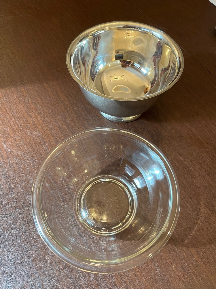 Silver Plated 8" Pedestal Bowl with Pyrex insert-1960's