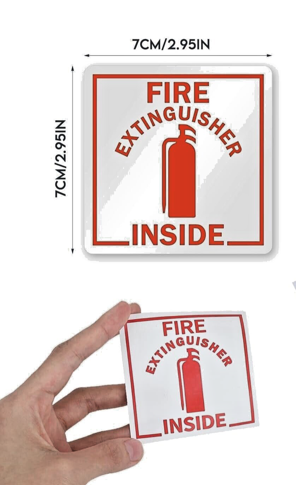 2-2.75"x2.75" FIRE EXTINGUISHER INSIDE Reflective Label UV resistant, waterproof